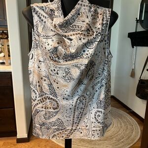 Ann Taylor Paisley Button Cowl Neck Shell Size Medium NWT